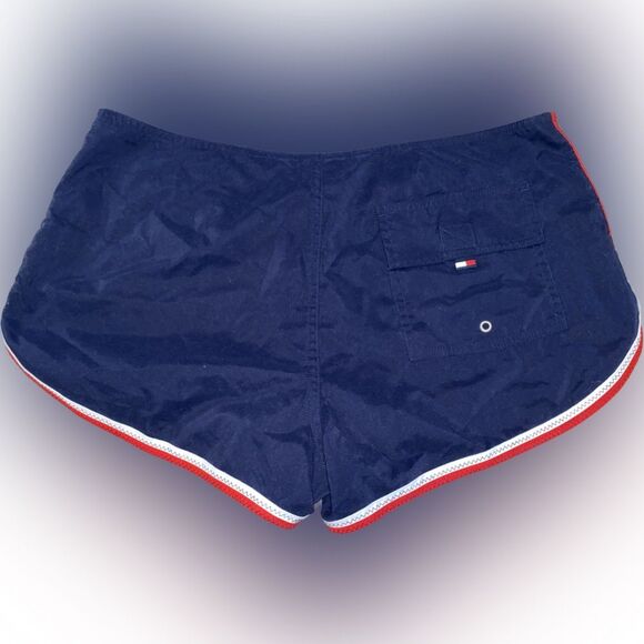 Vintage 90s Tommy Hilfiger Swim Board Shorts Colorblock Flag Junior Size Medium - Picture 2 of 4